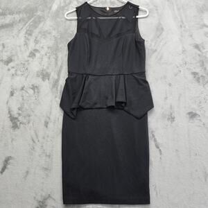 Thalia Sodi Sleeveless Ruffled Sheath‎ Dress Size S Black Peplum Sheer Details